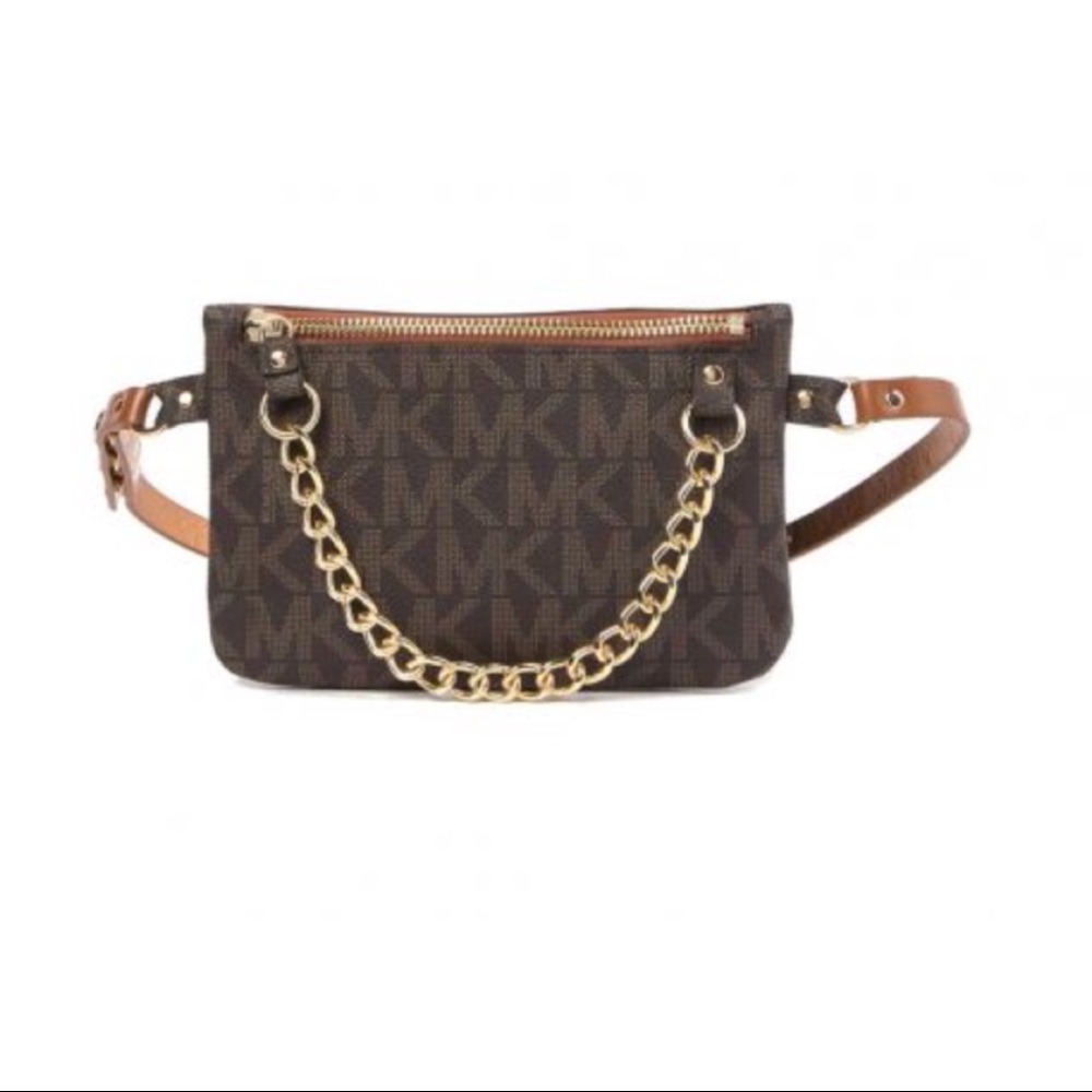 NWT Michael Kors Logo Chain Fanny Pack Belt Bag S
